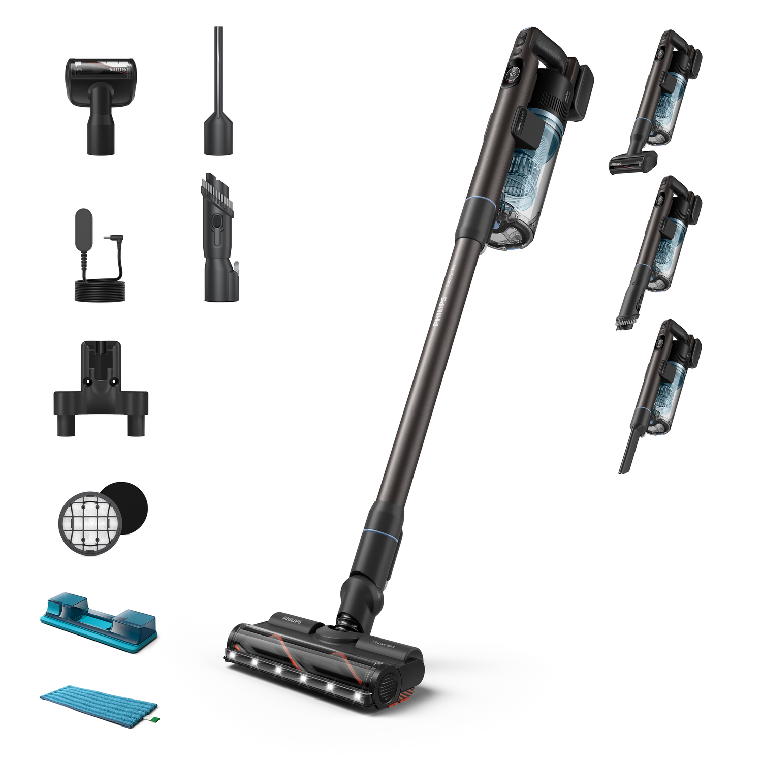 Philips XC7163/01 trÃ¥dlÃ¸s 2âiâ1 stÃ¸vsuger â tÃ¸r/ vÃ¥d, posefri 0,6 l â blÃ¥