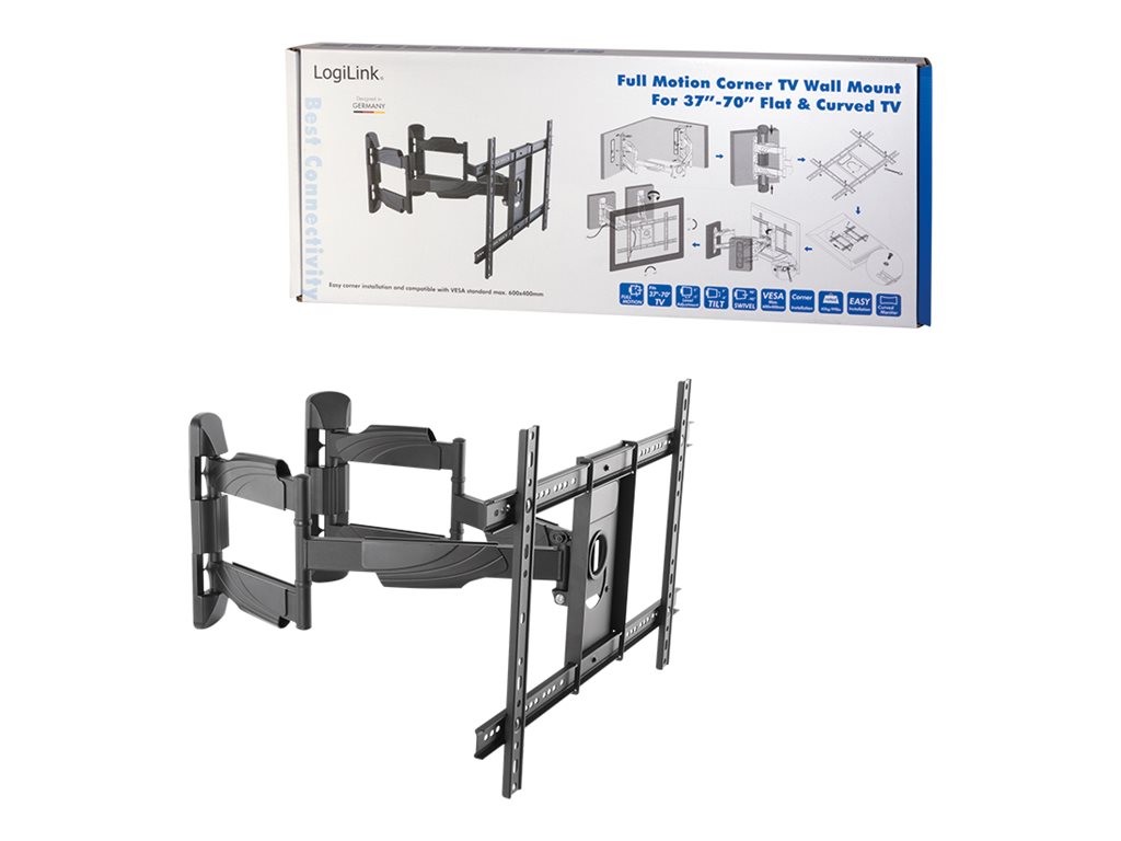 LogiLink TV corner wall mount 37-70" tilt swivel 45 kg max. - Maks 45 kg - Maks størrelse 70"