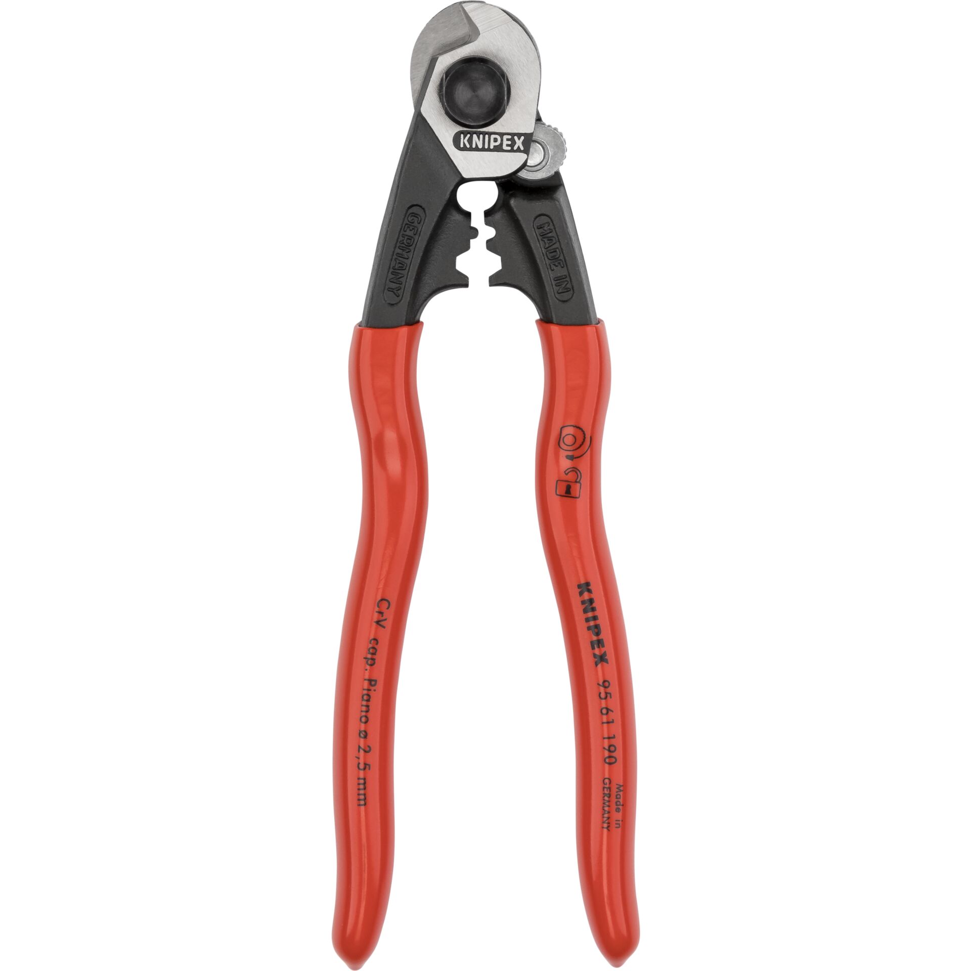 Knipex neu 95 61 190 Stålwiresaks Passer til Aluminiums- og kobberkabel, enkelt- og flerledet, Mellemhårde stålwirer 7 mm 10 mm² 7