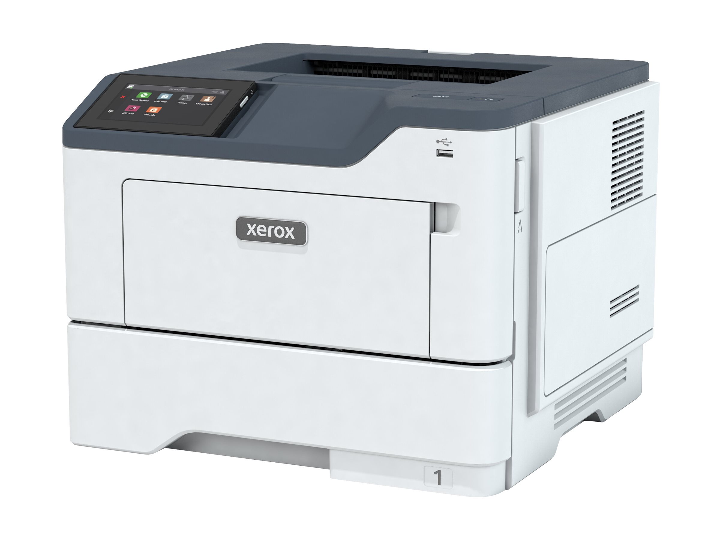 Xerox B410V/DN - Printer - S/H - Duplex - laser - A4/Legal - 1200 x 1200 dpi - op til 47 spm - kapacitet: 650 ark - USB 2.0, Gigabit LAN, USB 2.0 vært - Green World Alliance returneringsprogram