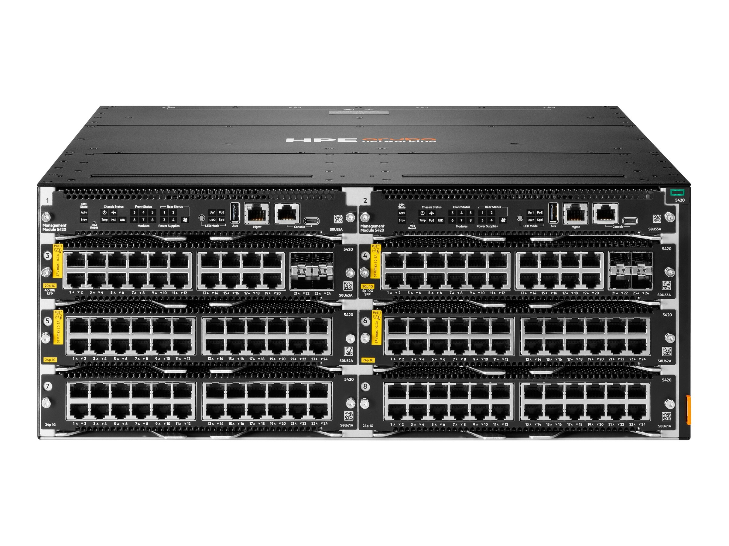 HPE Aruba Networking CX 5420 20p 10M/100M/1G Class4 PoE 4p SFP+ 1G/10G LRM Module Switch 20-porte Gigabit Ethernet PoE Class 4