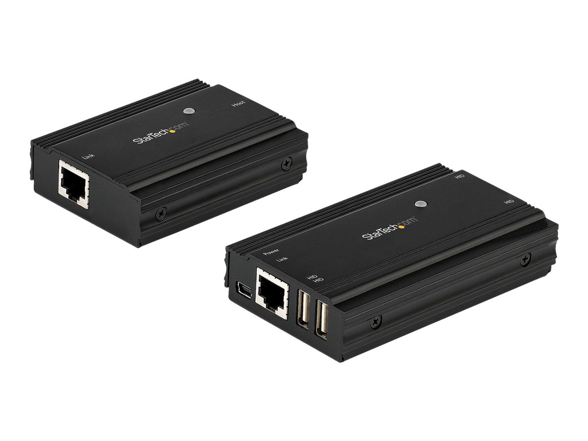 Startech 4 Port USB 2.0 Extender Hub over Single CAT5e/CAT6 Ethernet Cable (RJ45), 330ft (100m), USB Extender Adapter, Externally Powered, 480 Mbps, Metal USB Extender Kit - Power/Link LEDs (USB2004EXT100) - USB-forlængerkabel - USB 2.0 - over CAT 5e/6 - op til 100 m