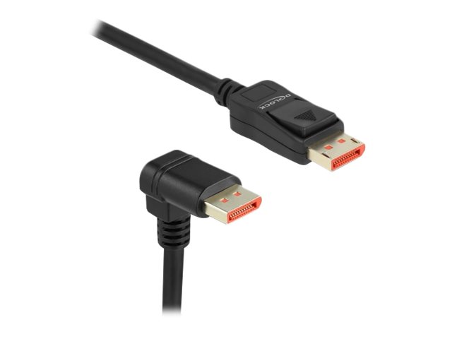 Delock DisplayPort cable male straight to male 90° downwards angled 8K 60Hz 1m, svart