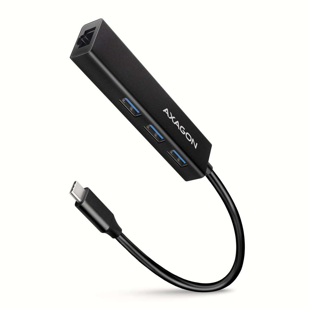 Axagon HMC-GL3A USB-C-Hub 3x USB-A Gbit-LAN schwarz USB 3.2 Gen 1 (3.1 Gen 1) Type-C 5000 Mbit/s Sort