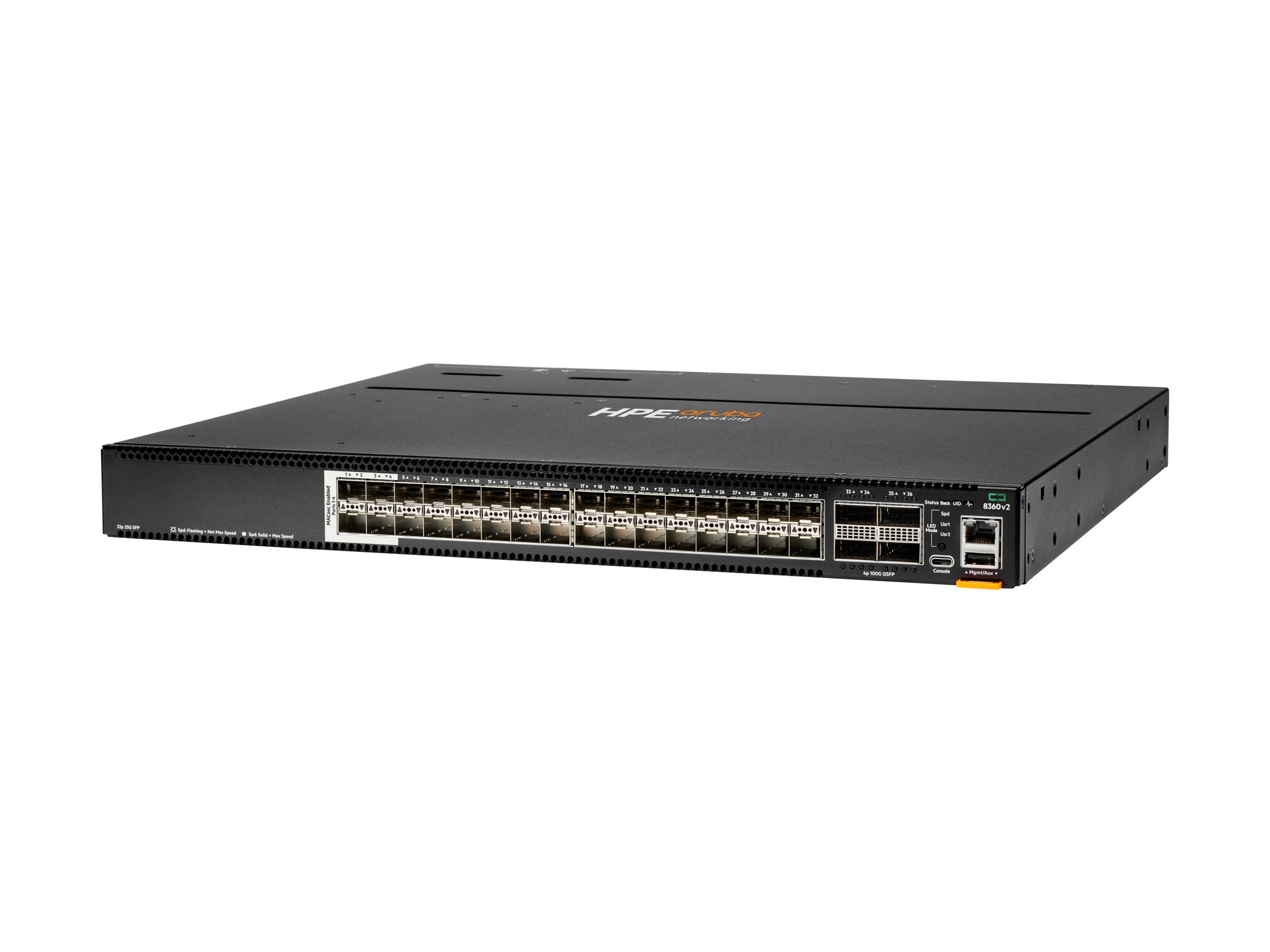 HPE Aruba Networking CX 8360-32Y4C v2 32p 25G SFP/+/28 4 Sec 4p 100G QSFP+/28 BF 3 Fans 2 AC Bdl 0-porte