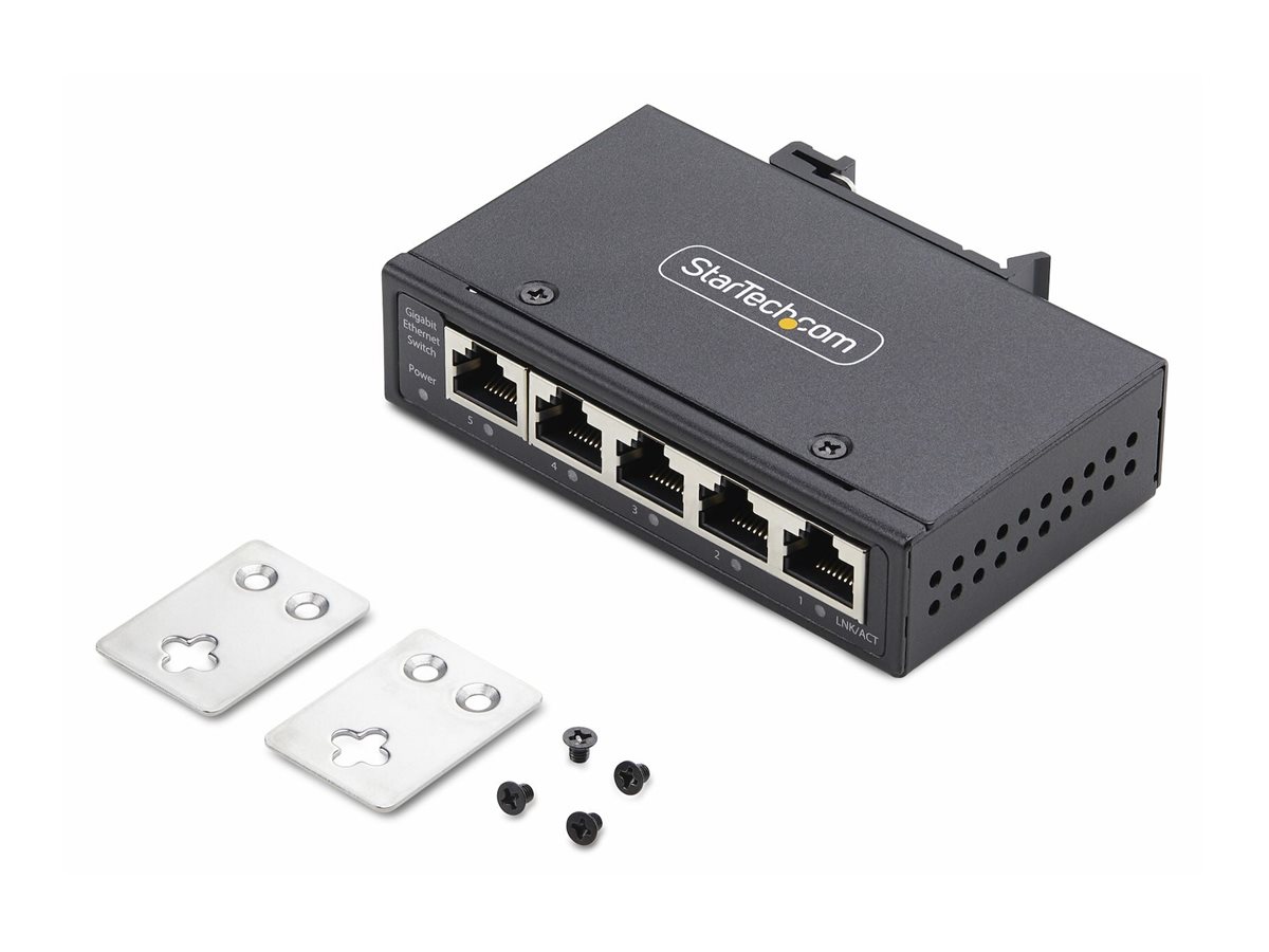 StarTech.com 5-Port Unmanaged Industrial Ethernet Switch - IP30 - TAA - switch - 5 ports - unmanaged - TAA Compliant