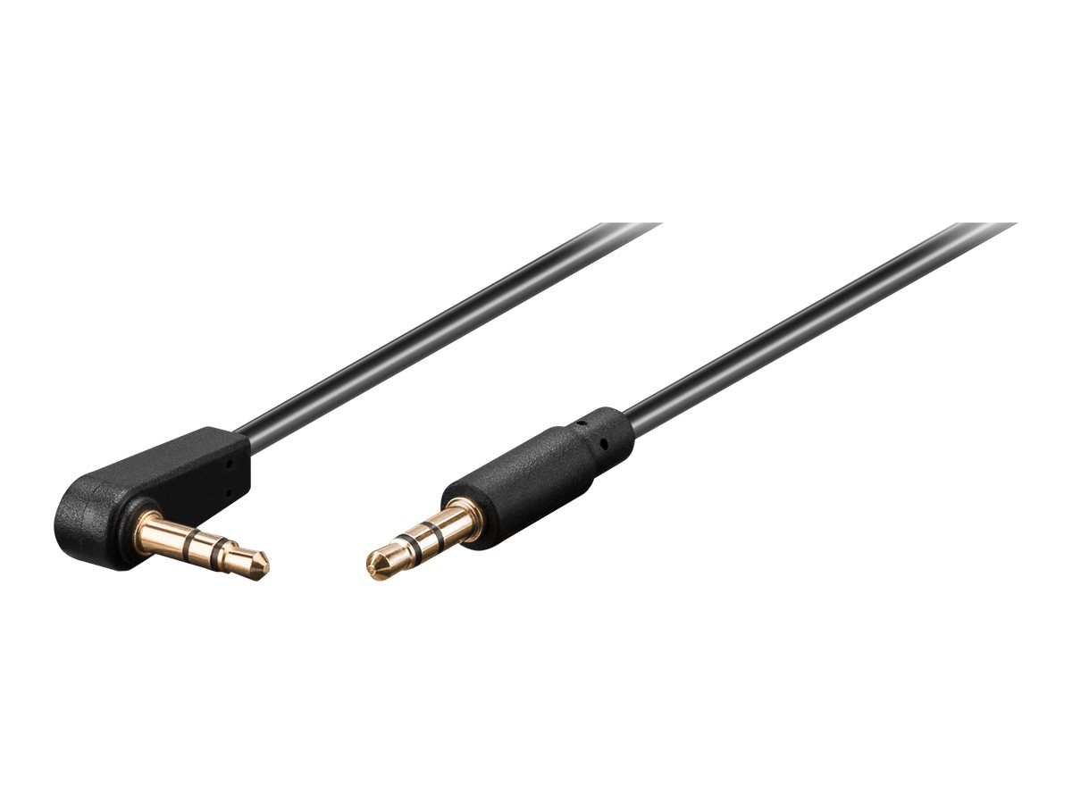 Pro AUX audio connector cable 3.5 mm stereo 3-pin slim CU angled 0.5m