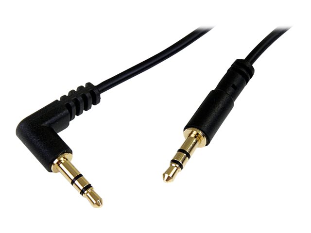 StarTech.com 3 ft. (0.9 m) 3.5mm Audio Cable - 3.5mm Slim Audio Cable - Right Angle - Male/Male - Aux Cable (MU3MMSRA) Audiokabel 91cm Sort