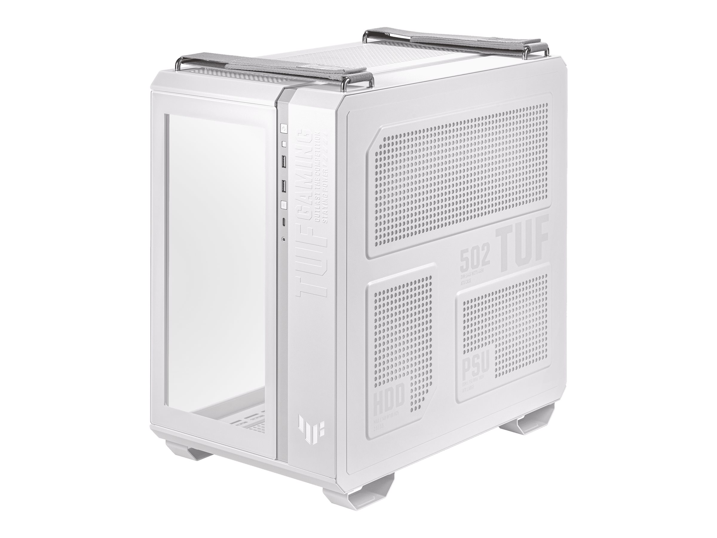 ASUS TUF Gaming GT502 PLUS Tempered Glass Dual Chamber Case White w. 4x120mm Pre-installed ARGB Fans Kabinet - GEEKD.dk