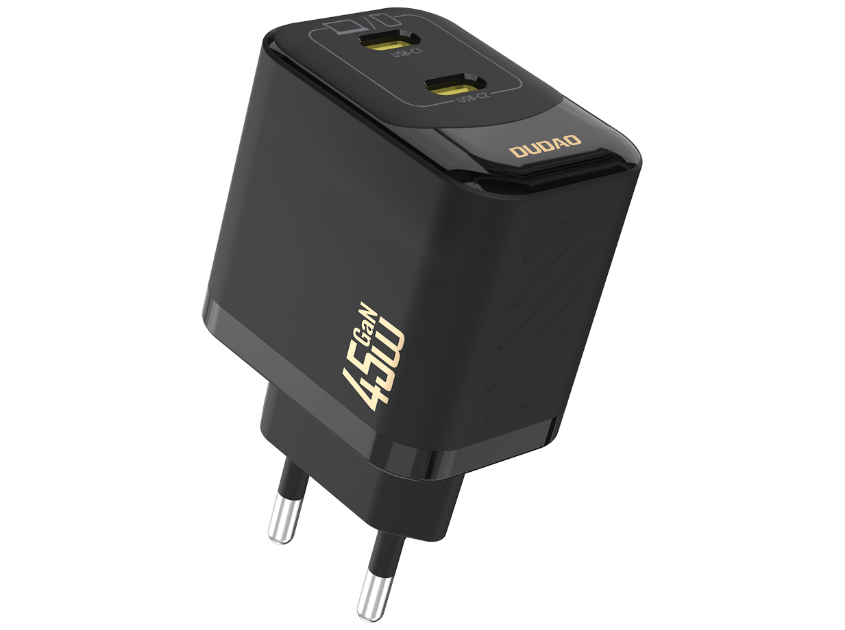 Dudao A28PEU Adapter 45Watt 2xUSB-C Sort