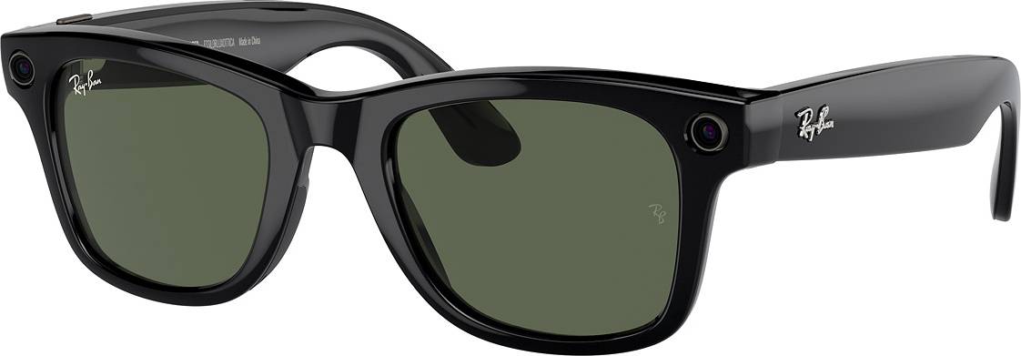 Ray-Ban Meta Wayfarer Smart Solbriller I Shiny Black Med G15 Green Linser