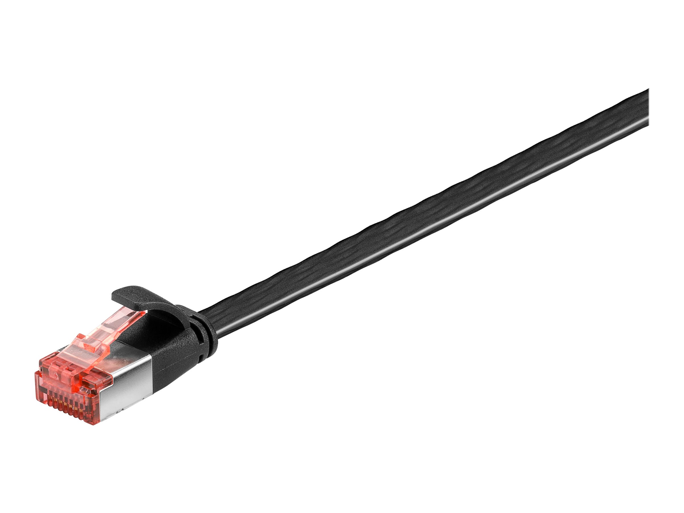 goobay - Patchkabel - RJ-45 (han) til RJ-45 (han) - 5 m - U/FTP, PiMF - CAT 6 - formet, knastfri, flad - sort