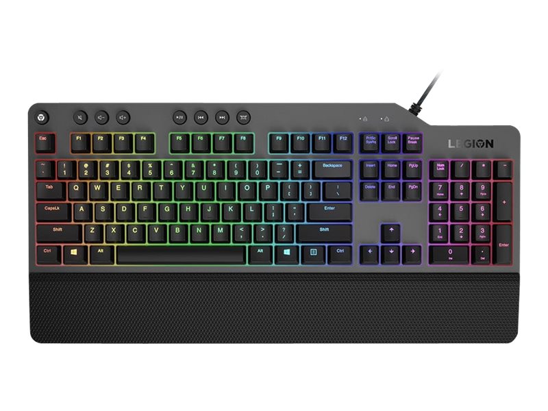 Gaming tastatur Lenovo Legion K500 - mekanisk, RGB, fuld størrelse, USB (US QWERTY) - sort/grå