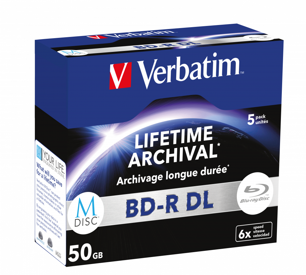 Verbatim M-Disc - 5 x BD-R DL - 50 GB 6x - sølvmatteret - cd-boks