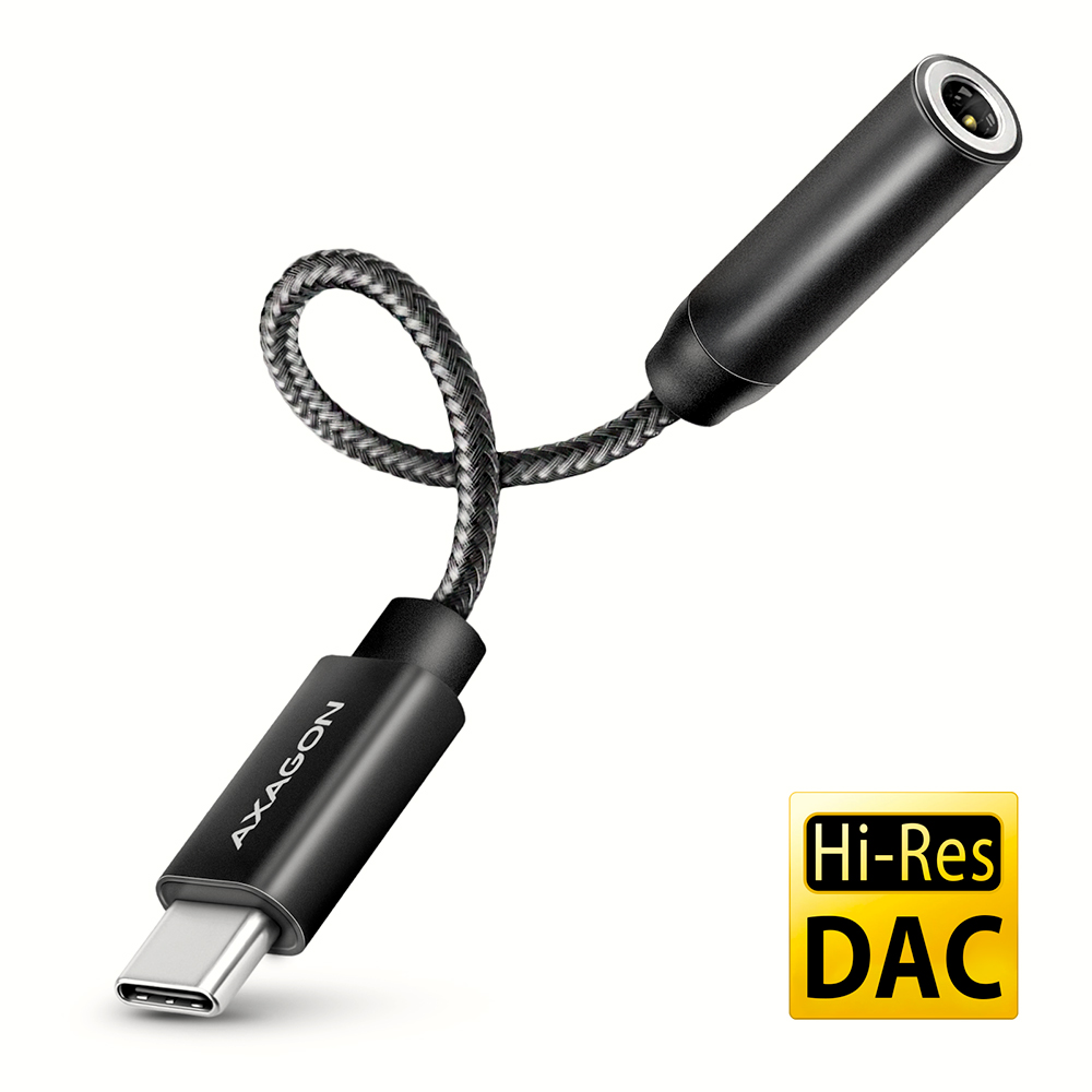 AXAGON ADA-HC - Lyd adapter - USB-C han til mini-phone stereo 3.5 mm hun - 10 cm - DAC chip, 384 kHz/32-bit
