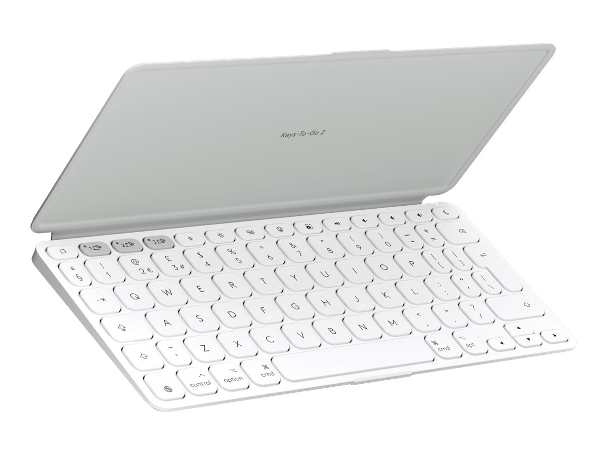 Logitech Keys-To-Go 2 for iPad - Tastatur - indbygget cover - trådløs - Bluetooth LE - QWERTY - US International - bleg grå
