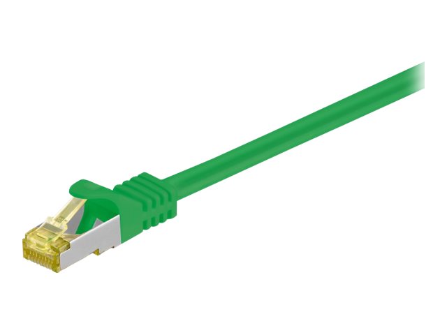 Goobay RJ45 netværkskabel S/FTP (PiMF), 500 MHz, med CAT 7 råkabel, grøn, 2 m LSZH halogenfri kabelkappe, kobber, RJ45-hanstik (CAT 6A)