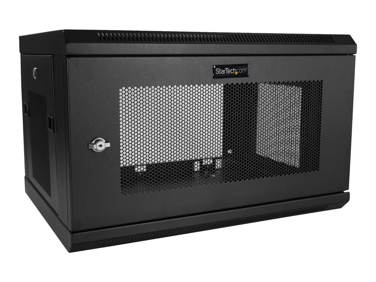 StarTech.com 2 Post 6U 19" Wall Mount Network Cabinet Deep - Locking Vented IT Data Equipment/ Rack Enclosure w/Shelf/Hook&Loop Stativindelukkekabinet