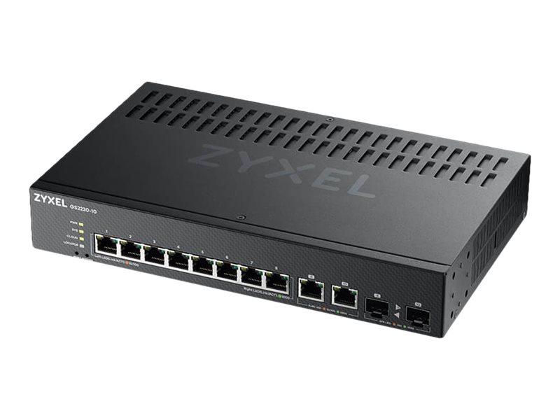 Zyxel GS2220-10 - Switch - Administreret - 8 x 10/100/1000 + 2 x combo Gigabit SFP - monterbar på stativ, væg-monterbar