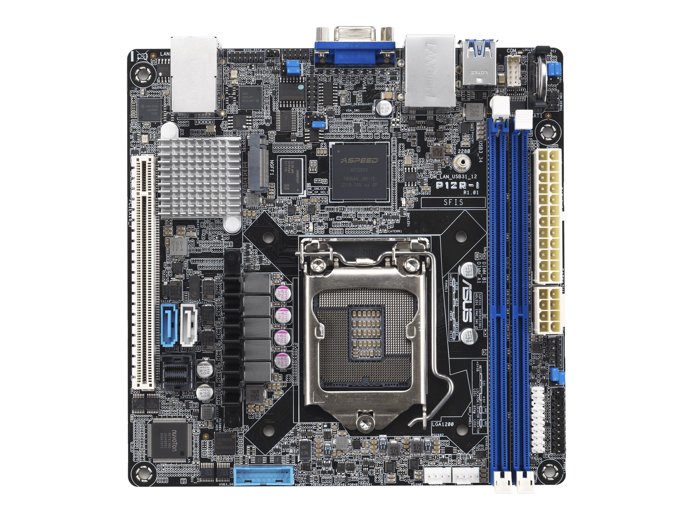 ASUS P12R-I - Bundkort - mini ITX - LGA1200 sokkel - C252 Chipset - USB 3.2 Gen 1 - 2 x Gigabit LAN - onboard grafik
