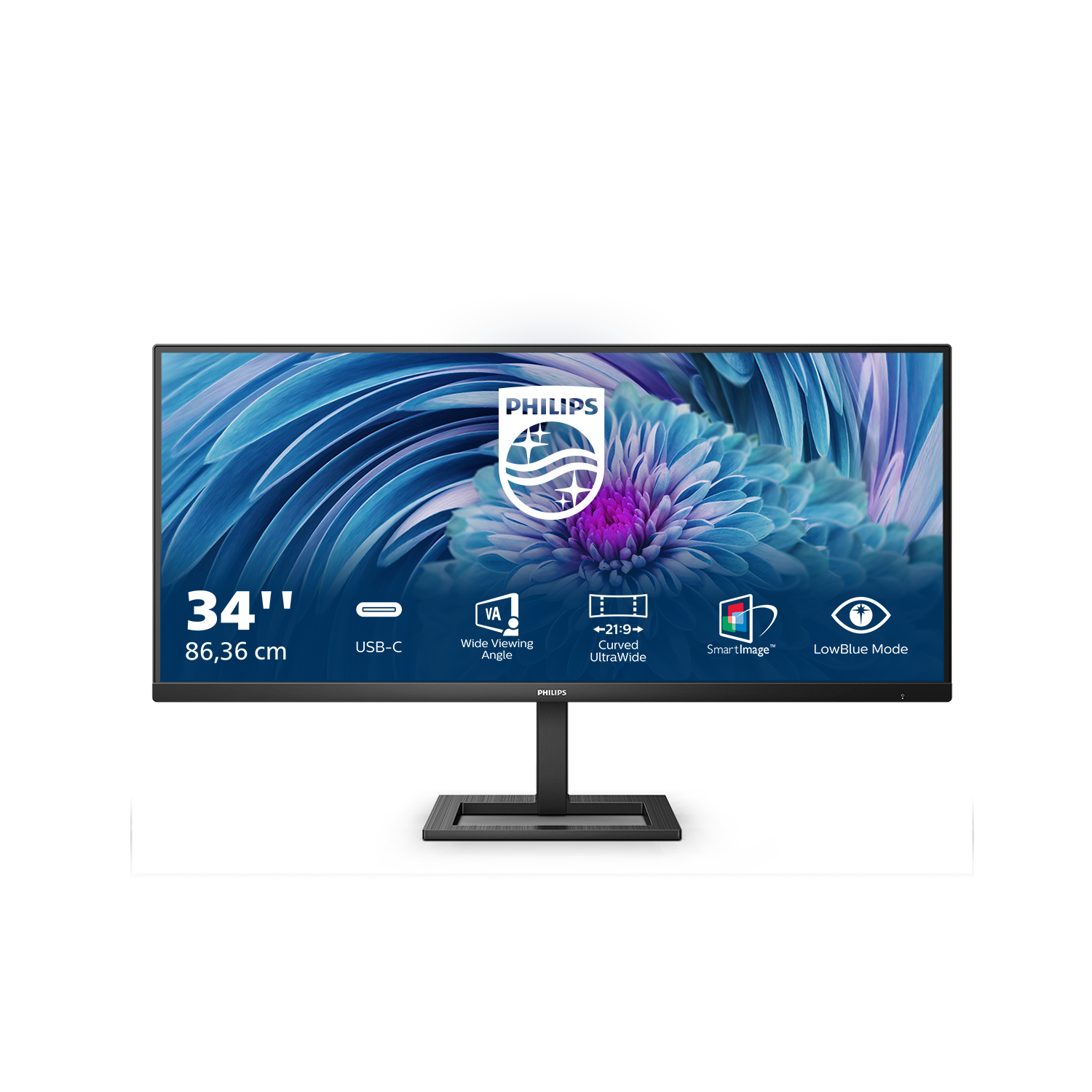Philips E-line 346E2LAE 34" VA 3440 x 1440 (UltraWide) HDMI DisplayPort USB-C 100Hz