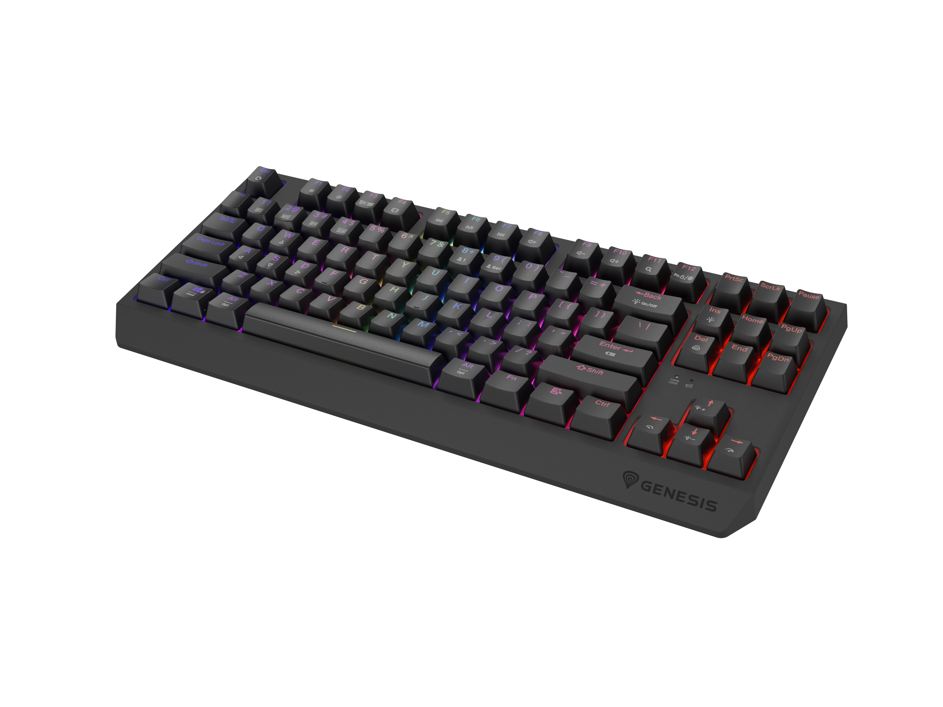 GENESIS Thor 230 TKL – mekanisk gaming-tastatur, USB/2,4 GHz/Bluetooth, RGB, US (QWERTY), sort