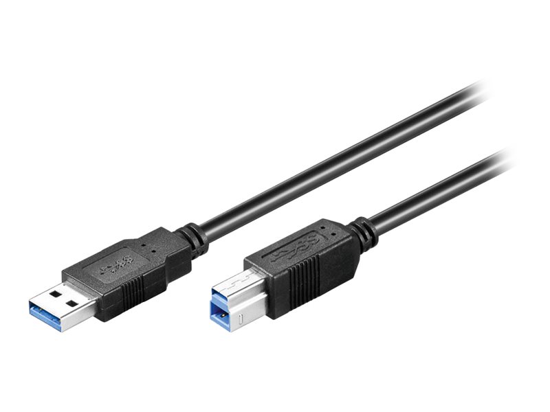 USB 3.0 kabel - A han til B han, Sort (0,5m)