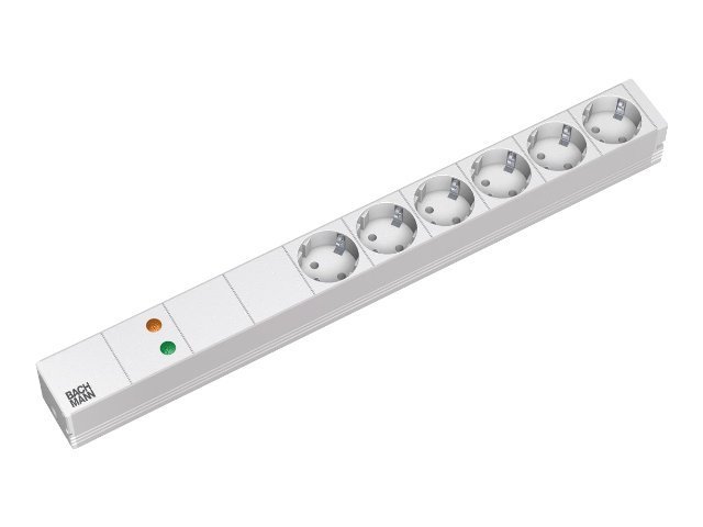 Bachmann Stikdåse 6-stik 16A Grå 2m