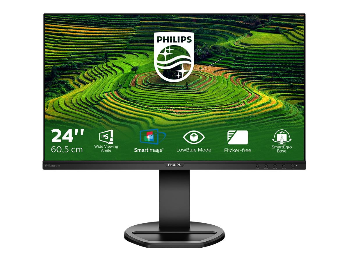 Philips B Line 241B8QJEB - LED-skærm - 24 (23.8 til at se) - 1920 x 1080 Full HD (1080p) @ 75 Hz - IPS - 250 cd/m² - 1000:1 - 5 ms - HDMI, DVI-D, VGA, DisplayPort - højtalere - sort struktur