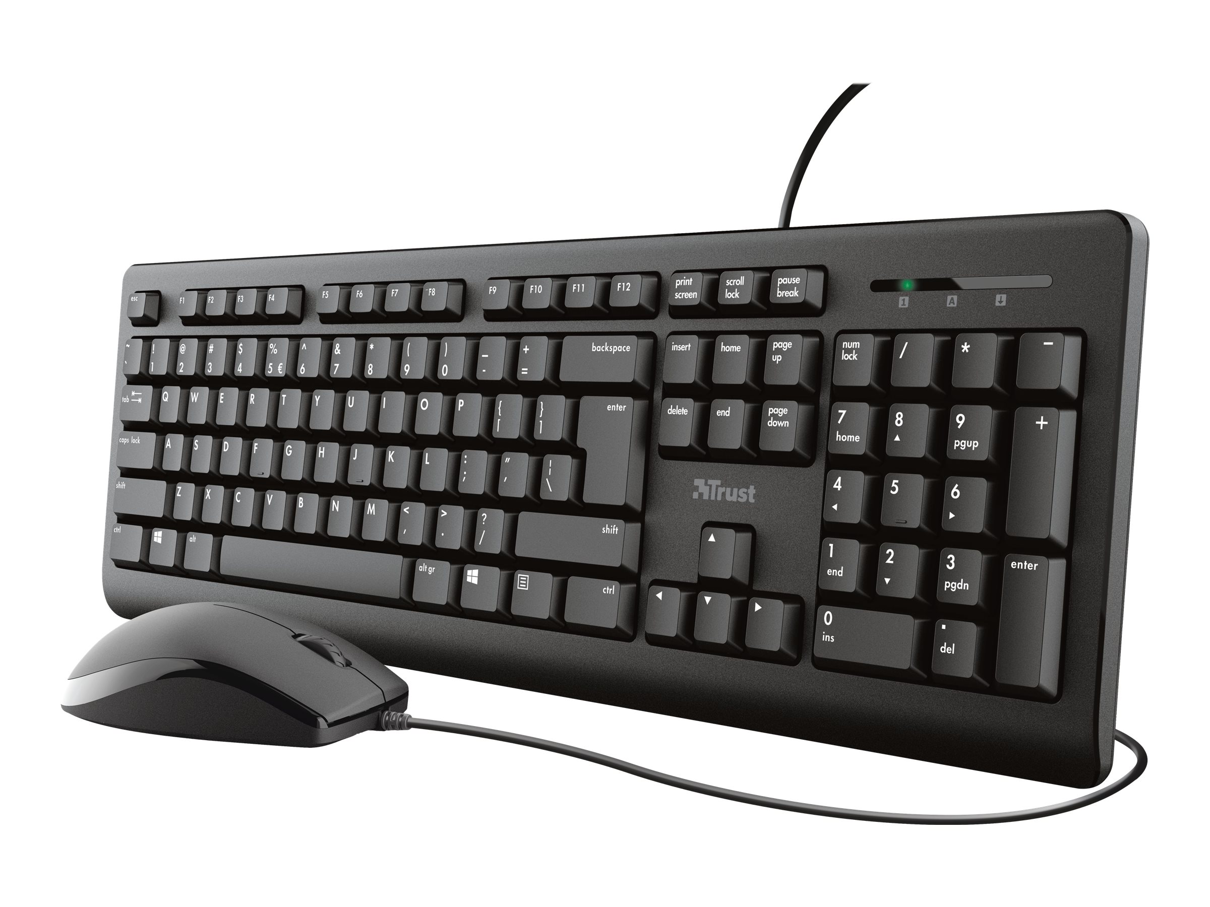 Trust Primo Sæt med mus og tastatur Membran Kablet Tysk