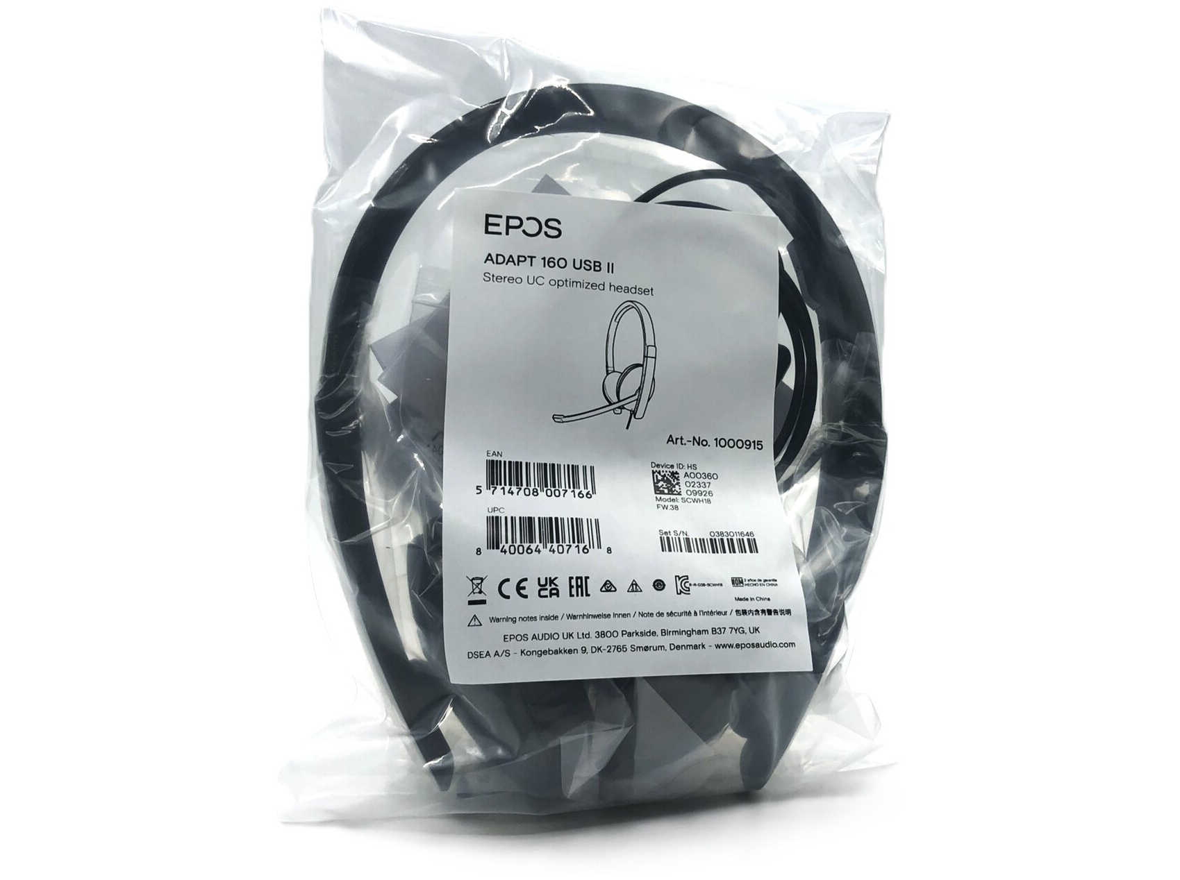 EPOS ADAPT 160 USB II Kablet Høretelefoner Sort