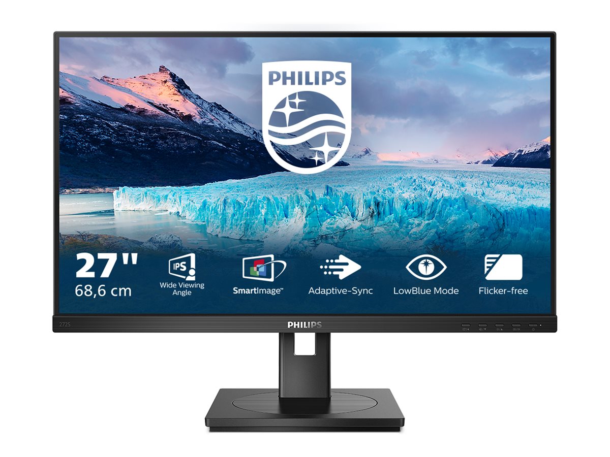 Philips S-line 272S1M - LED-skærm - 27 - 1920 x 1080 Full HD (1080p) @ 75 Hz - IPS - 250 cd/m² - 1000:1 - 4 ms - HDMI, DVI-D, VGA, DisplayPort - højtalere - sort