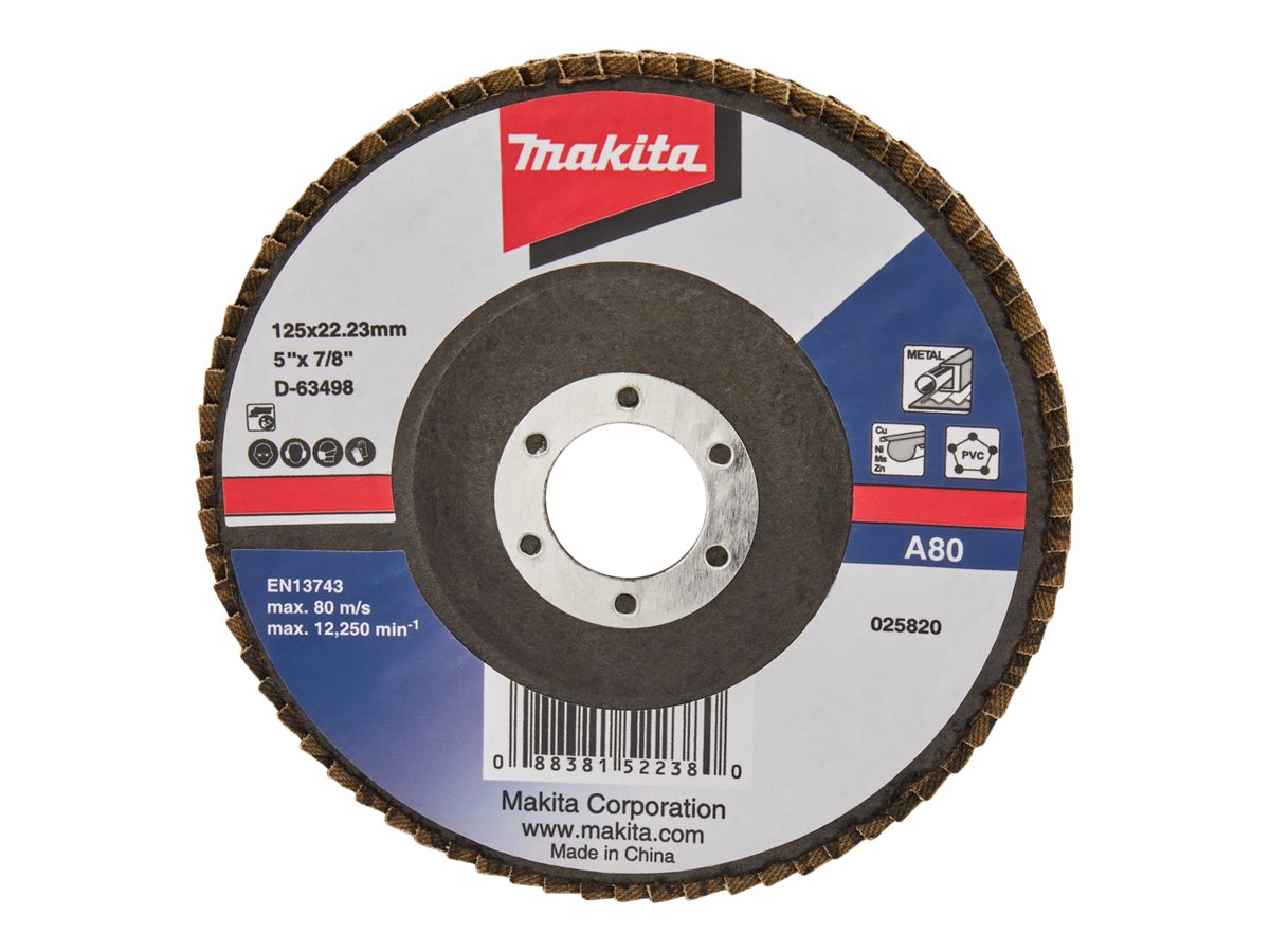 Makita - Flapdisk - for træ, metal, plastik, ikke-jernholdigt metal - 125 mm - kornstørrelse: A80