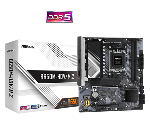 ASRock B650M-HDV/M.2 Bundkort - AMD B650 - AMD AM5 socket - DDR5 RAM - Micro-ATX