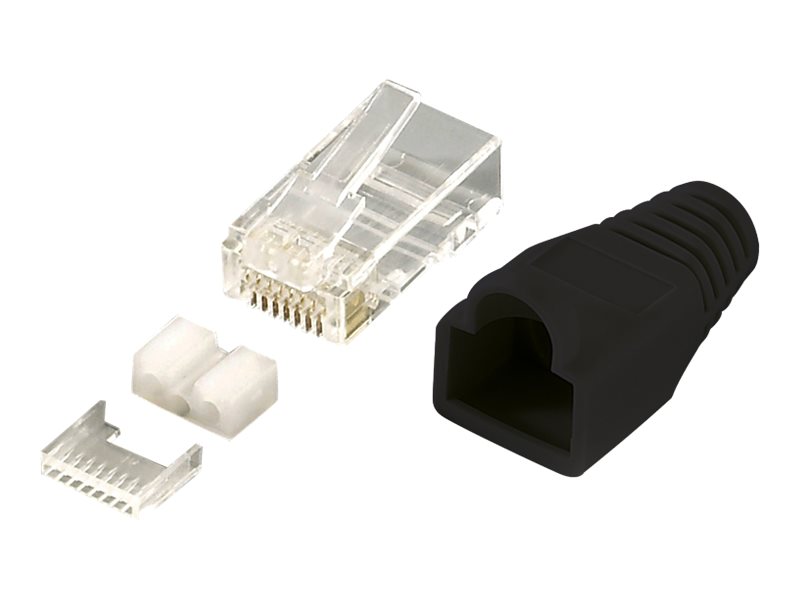 RJ45 modularstik - 8P8C, CAT6 skærmet, Sort afl. (100 stk.)