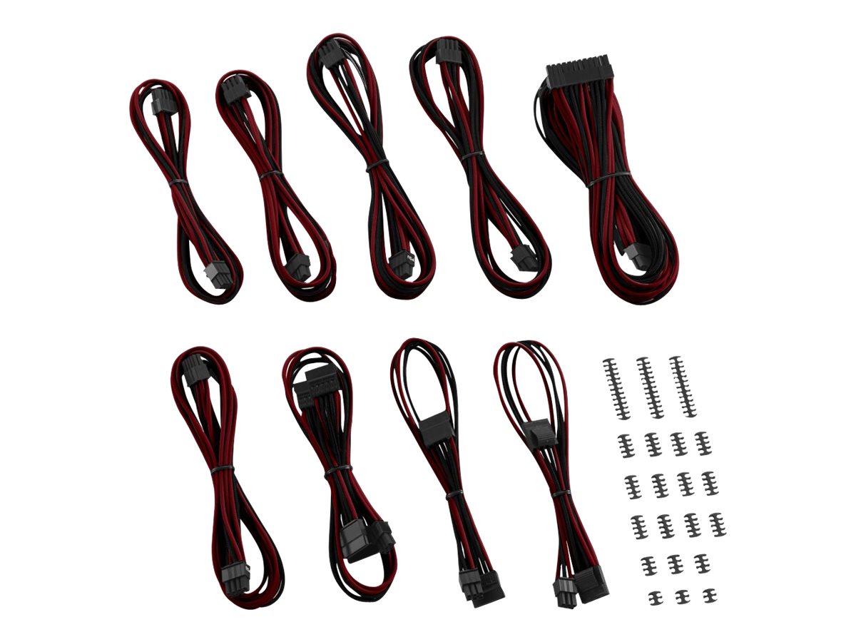 CableMod Classic ModMesh C-Series RMi & RMx Cable Kit Strømkabelpakke Sort Rød