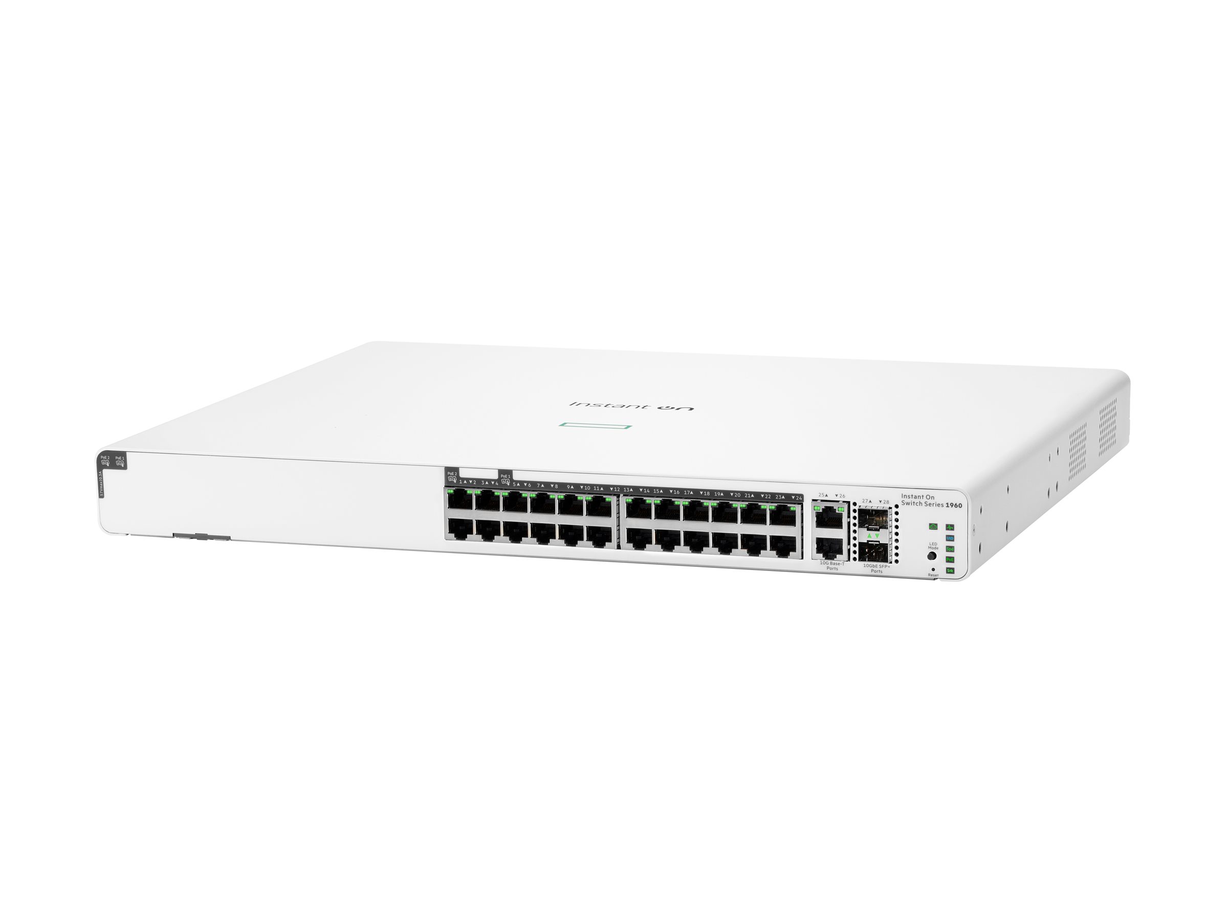 HPE Networking Instant On 1960 24G 20p Class4 4p Class6 PoE 2XGT 2SFP+ 370W Switch - Switch - L3 Lite - Administreret - 24 x 10/100/1000 + 2 x 10 Gigabit SFP+ + 2 x 100/1000/10GBase-T - monterbar på stativ - PoE (370 W)