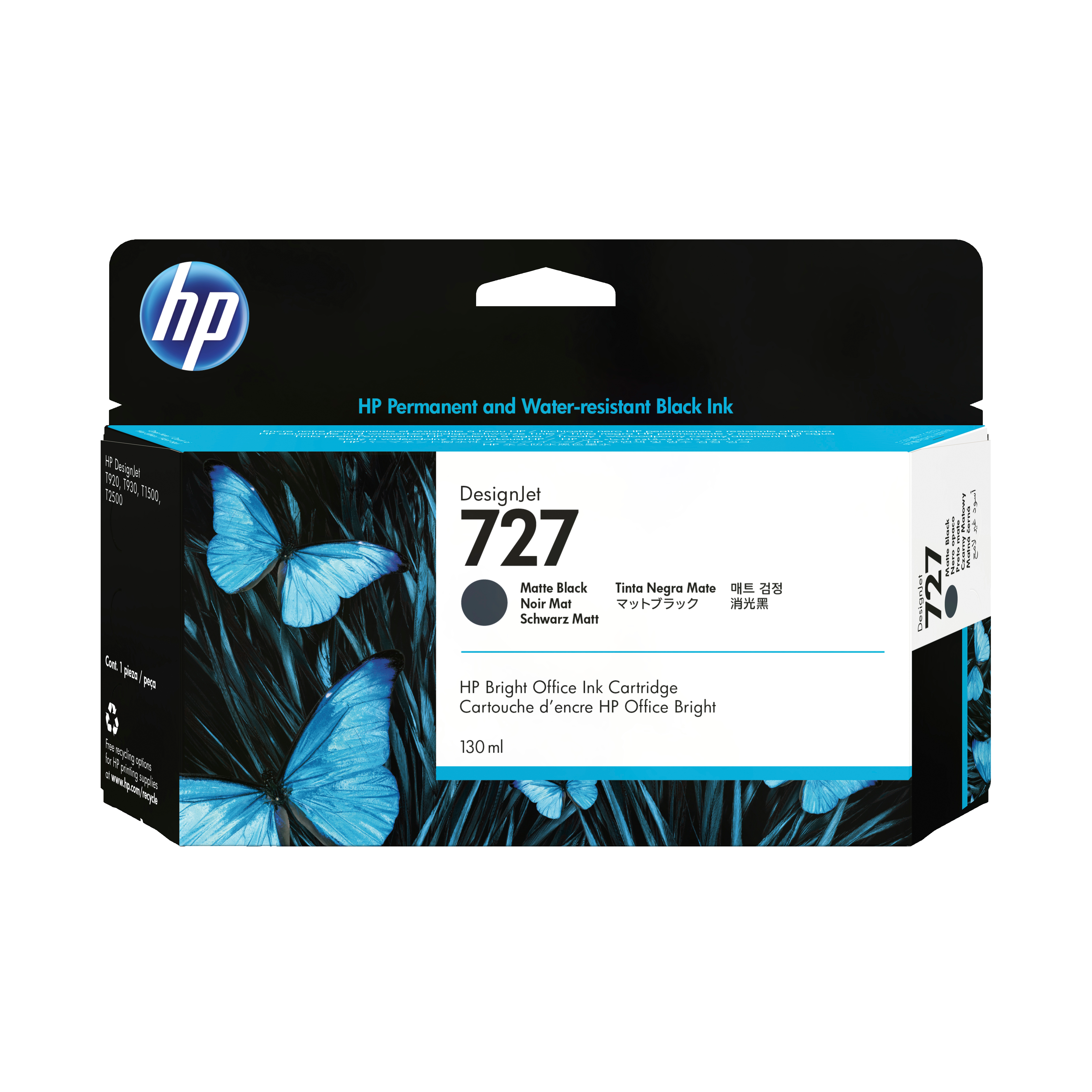 HP 727 Mat sort Blæk B3P22A billede