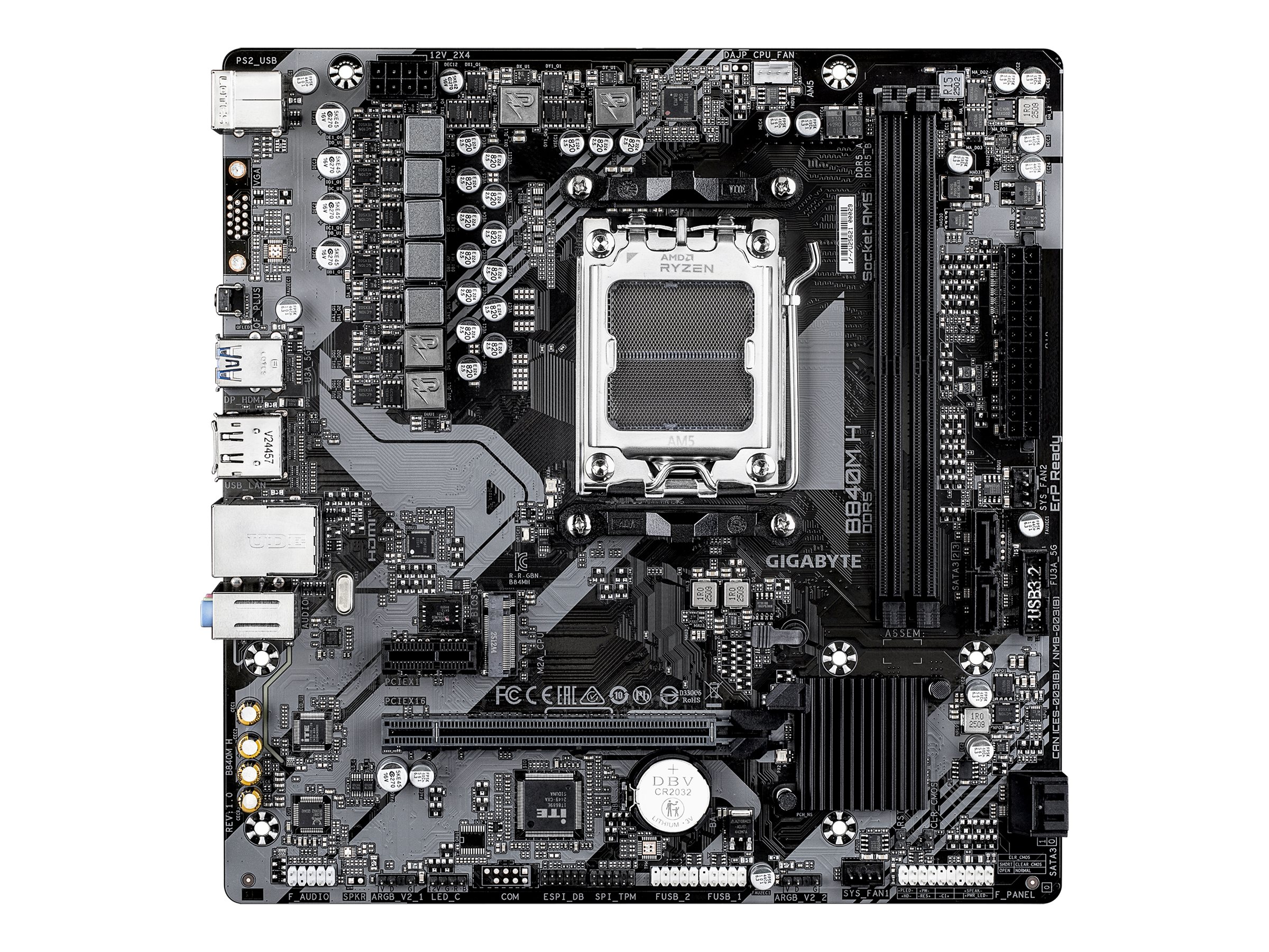 GIGABYTE B840M H Bundkort - AMD B840 - AMD AM5 socket - DDR5 RAM - Micro-ATX