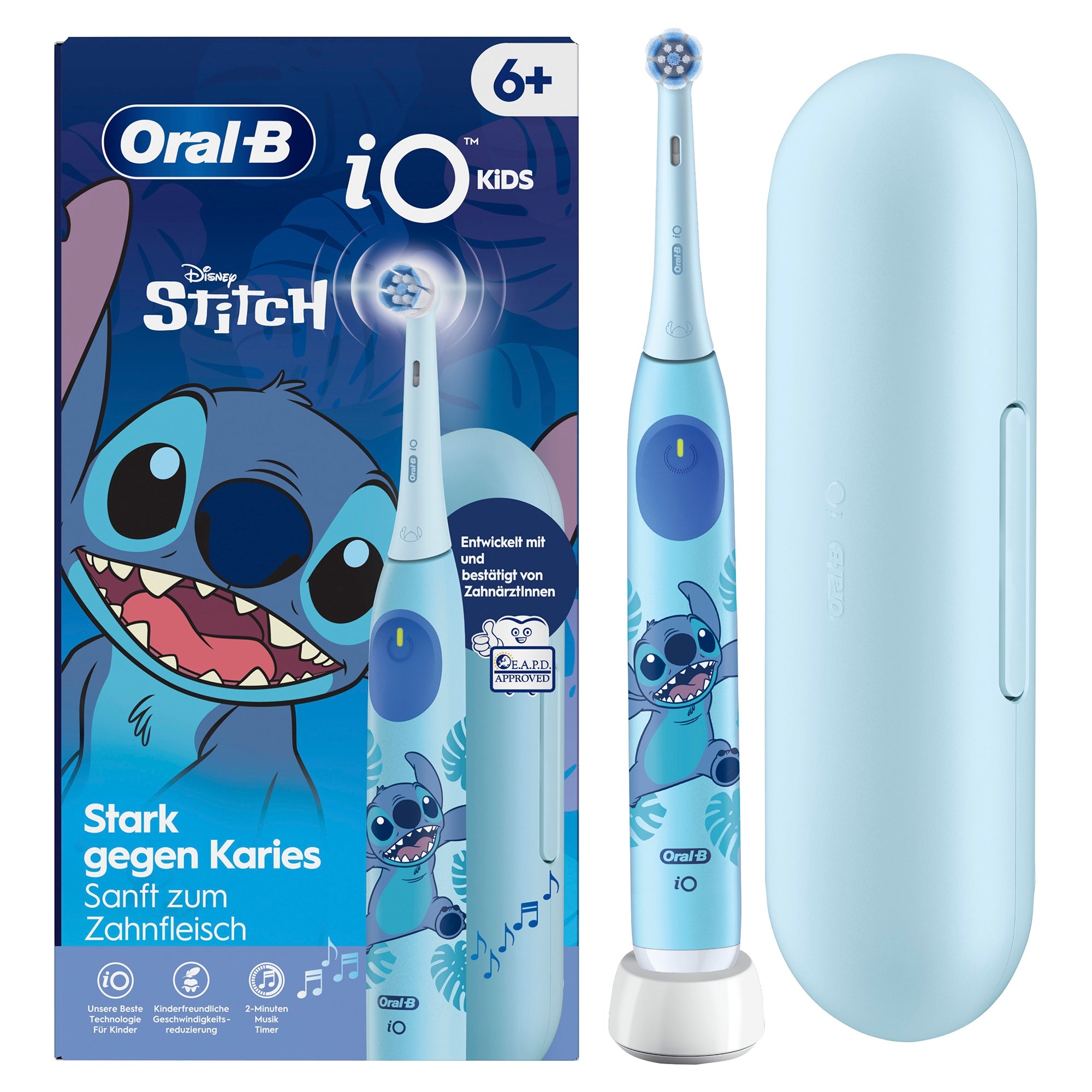 Oral-B iO Kids Stitch, Barn, Roterende tandbørste, Daglig pleje, Sensitiv, Super sensitive, Blå, 2 min, Blå