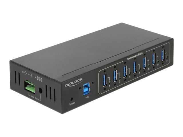 Delock External Industry Hub 7 x USB 3.0 Type-A with 15 kV ESD protection - Hub - 7 x SuperSpeed USB 3.0 - væg-monterbar - DC strøm