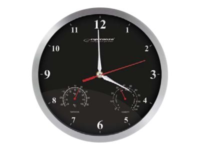 Esperanza Washington vægur - rund, sort, med termometer og hygrometer