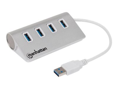 Manhattan USB-A 4-Port Hub, 4x USB-A Ports, 5 Gbps (USB 3.2 Gen1 aka USB 3.0), Bus Powered, Fast charging up to 0.9A, SuperSpeed USB, Aluminium
