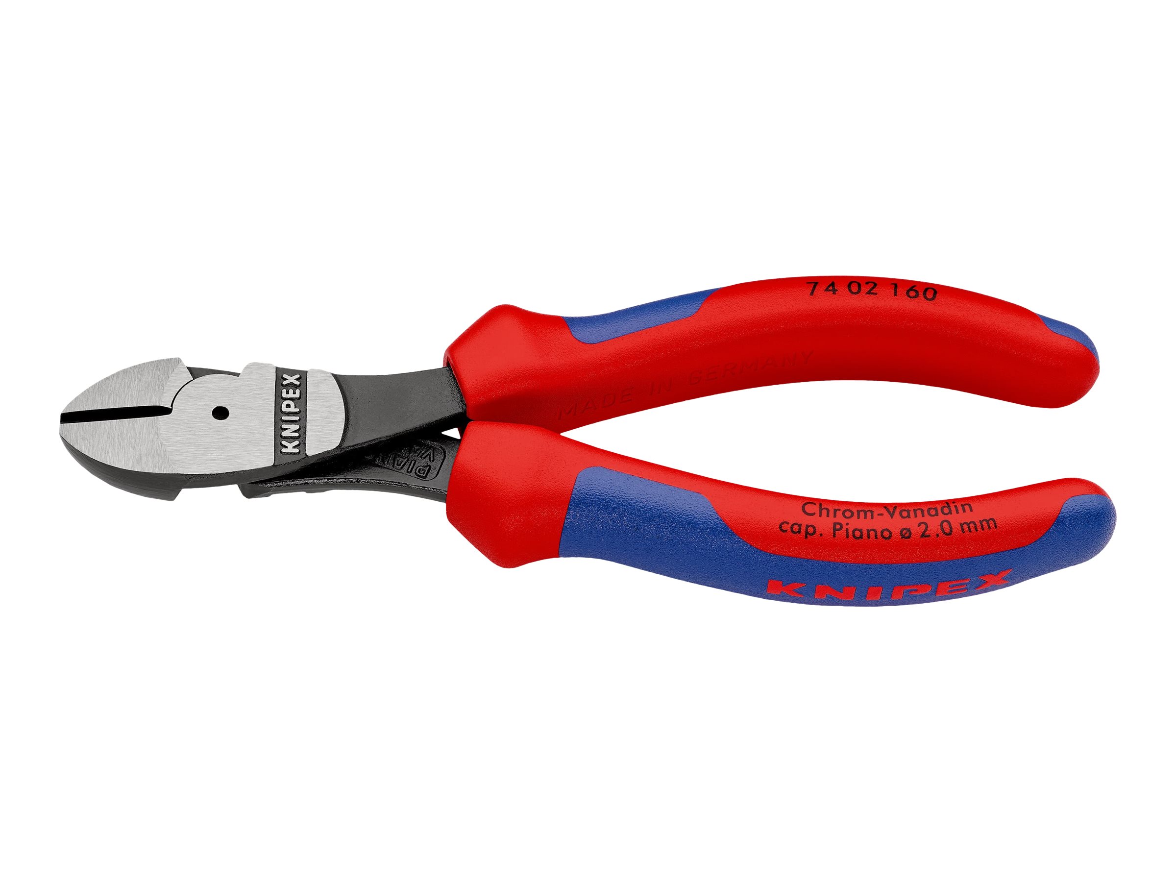 KNIPEX Kraft-skævbider sort atramenteret med flerkomponent-håndtag 160 mm, 74 02 160