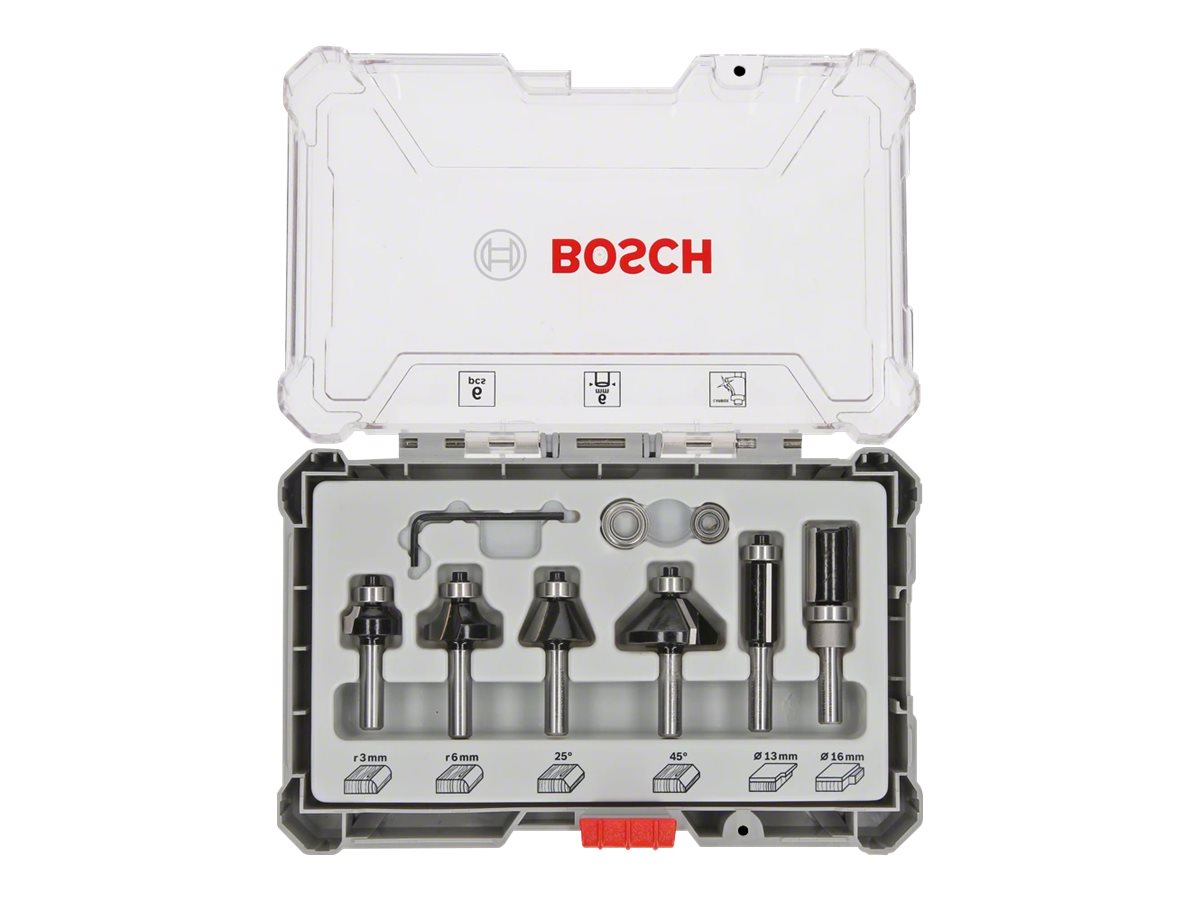 Bosch Bitsæt til fræsejern, 6 dele, Trim&Edging, skaft på 8 mm