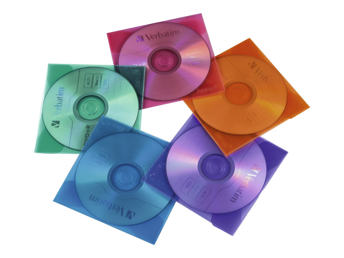 Hama CD-ROM/DVD-ROM Protective Sleeves 50, 50 diske, Flerfarvet