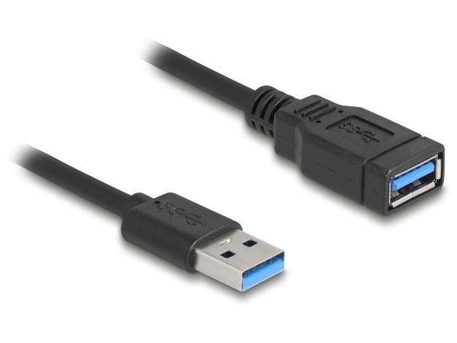 DeLOCK USB 2.0 / USB 3.2 USB Type-A Oprullet forlængerkabel 0.6m Sort