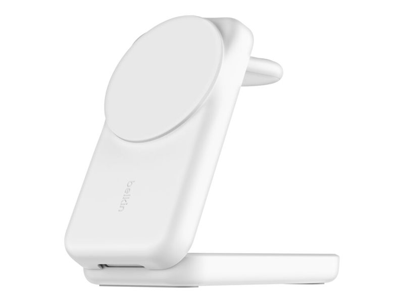 Belkin UltraCharge wireless charging stand - 3-in-1 magnetic foldable with Qi2 - + AC power adapter - 25 Watt - MFI Certified
