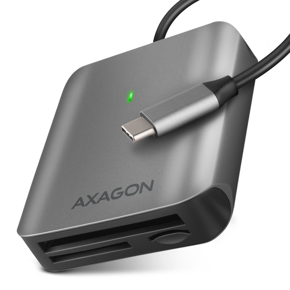 Axagon CRE-S3C, Kompakt flash (CF), MMC, MMC Mobile, MicroSD (TransFlash), MicroSDHC, MicroSDXC, MiniSD, MiniSDHC,..., Grå, 5000 Mbit/s, Aluminium, FCC, CE, RoHS, USB 3.2 Gen 1 (3.1 Gen 1) Type-C