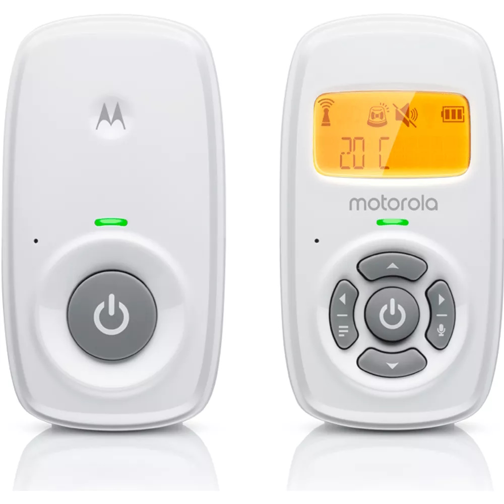 Motorola AM24, DECT babytelefon, 300 m, Hvid, Ravfarvet, Batteri